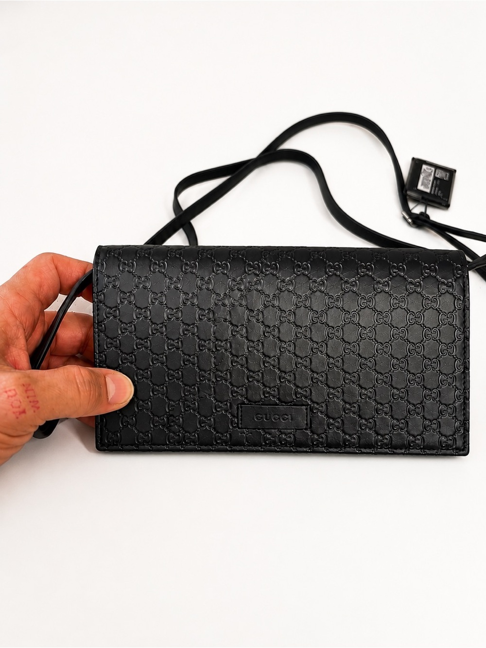 Gucci Black Embossed GG Leather Crossbody Wallet